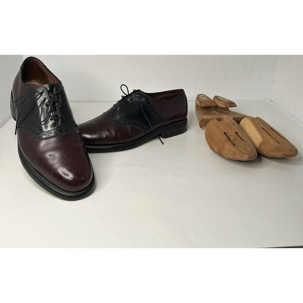 Allen Edmonds 71006 Polo Burgundy 2-Tone Plain Toe Saddle‎ Shoes Mens 8.5 D